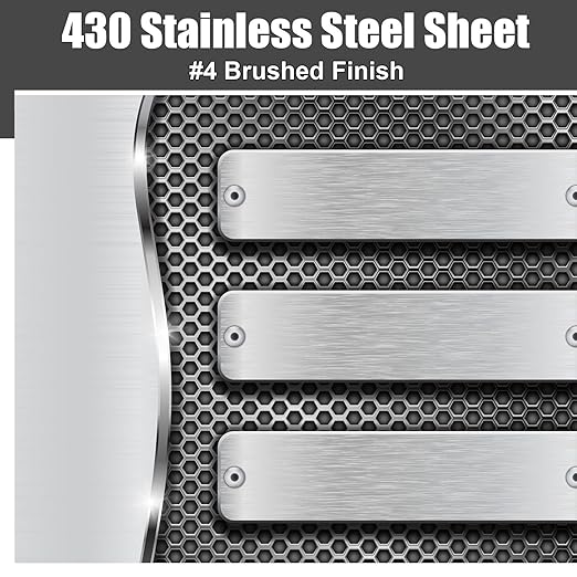 1 Pcs 430 Stainless Steel Sheet Metal 12 x 6 Inches 24GA Metal Plates Panel #4 Brushed Finish Magnetic Mount Board Wall Food Truck Restaurant Crafting Kitchen Floor Trailer Garage Gym