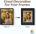Mat Board Center, Double Mat - Acid Free, 8-ply Thickness, White Core - for Pictures, Photos, Framing (Black Over White, 11x14 for 8x10, Pack of 5)