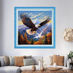 Foxhool Beginners Cross Stitch Kits Stamped Full Range of Embroidery Kits for Adults DIY Cross Stitches kit Embroidery Patterns for Needlepoint kit-Lying Eagles 17.7x17.7 inch
