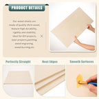 12 Pack 12 x 24 x 1/4 Inch-6mm Thick Basswood Sheets for Crafts Unfinished Plywood Sheets Rectangular Wood Panel Boards for DIY Laser Project, Wood Burning, Engraving, Architectural Models, Staining