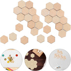 HEALLILY Wood Pieces, 200PCS Hexagon Wood Shape Beech Hexagonal Cutout Shapes Mosaic Tile Ornaments Embellishment DIY Crafts Decorations for Wedding Birthday Christmas (10mm)