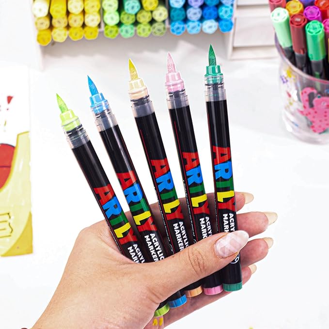 Acrylic Paint Markers, Acrylic Paint Pens, Fabric Markers for Textile, Rock, Glass, Wood, Paper, Ceramic, Canvas DIY Art Supplies Kit for Kids and Adults (240)