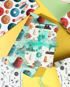 Pineraap 12 Sheets Sewing Theme Wrapping Paper, Vintage Sewing Machine, Button, Yarn Printed Gift Wrap Folded Flat Craft Paper for Sewing Lovers, Seamstress, Women, Mom, Grandma, 19.7 x 27.6 Inch