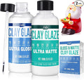 Air Dry Clay Glaze - Upgraded Polymer Clay Glaze, 2 x 100ml Ultra Gloss and Matte Finish Varnish Pottery Glaze, Clay Sealant to Prevent Scratches, Wear, Cracking - Professional Clay Tools, Quick Dry