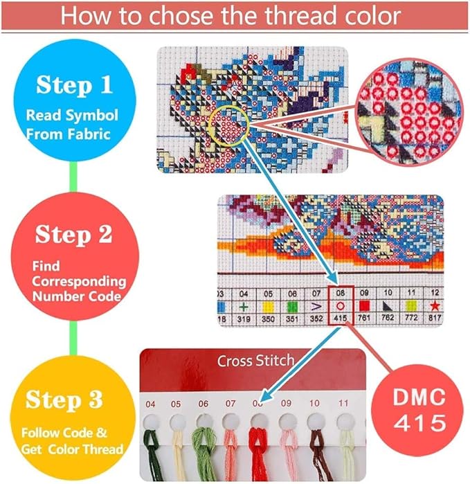 Leczany Cross Stitch Stamped Kit for Adults or Kids - Colorful Cat | DIY Embroidery Starter Patterns Craft Kit Needlepoint for Beginner | 11CT, 3 Strands | 17.7x12.6 inches
