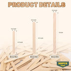 300PCS Wooden Sticks for Craft, 3 Sizes (2.5",4.5",6") Natural Wood Sticks Popsicle for Ice Cream Waxing Hair Removal and Wax Supplies Stir Classroom Art DIY Paint Craft Project Tongue Depressors