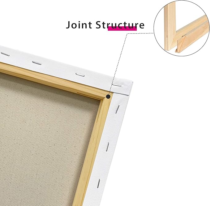 PHOENIX Stretched Canvas for Painting 8x10 Inch/10 Value Pack, 8 Oz Triple Primed 5/8 Inch Profile 100% Cotton White Blank Canvas, Artist Framed Canvas for Oil Acrylic & Pouring Art
