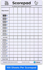 Mexican Train and Chicken Foot Dominoes Score Pad - 100 Scoring Sheets per Scorepad, 8.5 x 5.5 Inches - Score Sheets for Double 12 Domino Sets, White, VO-320