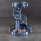 AUSPDICE Dice Rolling Tower and Tray with Spiral Stairs Perfect for Board Game, D&D Dungeons and Dragons, RPG and Pathfinder Role Playing Games (Antique Blue Color)