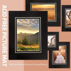 HOTUO 10 Pack Acid Free Black Picture Frame Mats, Pre-Cut 11x14 Picture Mats with Ivory Core Bevel Cut for 8x10 Photo, Signature Friendly 4 Ply Thickness Photo Mat for Frames (Black with V-Groove)