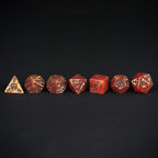 7-Die DND Dice Set Halloween Pattern Polyhedral Die Set with Leather Bag, Skull Dice D&D Die for RPG Table Games (Halloween Pattern-Orange/Black Number)