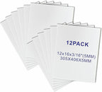 12 Pack Foam Core Board, ZJCEASER 12 x 16 White Poster Board, 3/16" Thickness Sign Board Craft Foam Sheet for Signboards, School Projects, University Displays, College Events, Arts & Crafts, Framing