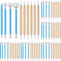 Teenyyou 6 Sets Dot Painting Tools 60 Pcs Clay Pottery Modeling Metal Embossing Tools Ceramic Clay Dotting Supplies for Painting Mandalas Pottery Art Rock
