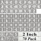 2 Inch Alphabet Letter Stencils for Painting - 70 Pack Old English Letter Stencil Templates with Numbers and Signs for Painting on Wood, Reusable Letters Stencils for Chalkboard Wood Signs & Wall Art