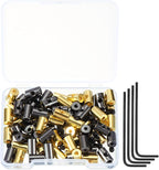 MECCANIXITY 70 Pcs Metal Locking Pin Backs, Locking Pin Keepers Clasp 9mm(H) with 4 Wrench Replacement in Storage Case for Badge, Brooch, Black, Gold Tone