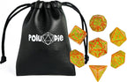 7-Die DND Dice Set Halloween Pattern Polyhedral Die Set with Leather Bag, Skull Dice D&D Die for RPG Table Games(Halloween Pattern-Orange/Green Number)