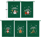 Tapleap Coth Christmas Bags with Drawstring - 50Pcs 7x10 Green Velvet for Small Bussiness Wrapping Christmas Party Favors or Gifts for Friends, Coworkers