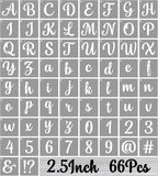 BAMIDELE 2.5 Inch Alphabet Letter Stencils for Painting, 66 Pcs Reusable Plastic Calligraphy Letter Stencils and Numbers Template Kit for Painting on Wood, Chalkboard, Fabric, Door Porch, Wall Art