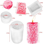 3PCS Rose Molds Silicone Candle Molds,Acxydm Valentine's Day Large Pillar Flower Silicone Mould 3D Candle Wax Molds Soap Mold,Rose Candle Making Mold for DIY Handmade