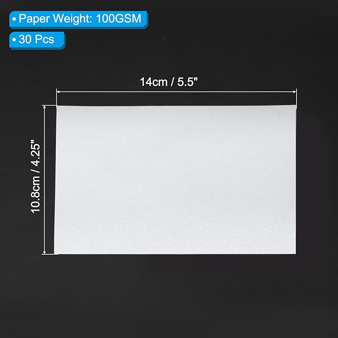 PATIKIL 30 Sheets Vellum Paper 4.25x5.5, Vellum Paper Printable Translucent Paper 100GSM Colored for Invitations Laser Inkjet Printing Card Making Crafting Wedding Tracing, Silver Tone