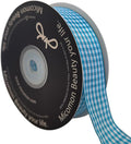 Micomon 1-Inch Vivid Blue and White Woven Edge Plaid Ribbon Polyester Gingham Ribbon 25 Yards Each Roll (1",Vivid Blue)