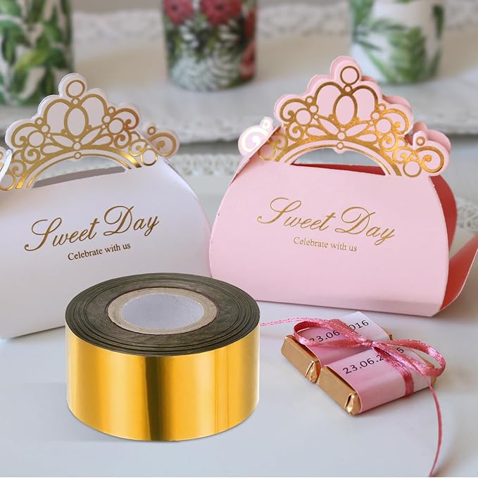 PATIKIL 5"x400Ft Hot Stamping Foil Paper, Heat Transfer Hot Stamping Paper Foil Roll for Leather DIY Logo Decor Craft Gift Package Scrapbook Card, Yellow