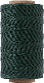Heavy Duty Round Waxed Thread 0.8mm, 218 Yards, Dark Green, Bonded Thick Polyester Wax Coated Cord for Leather Sewing, Upholstery, Whipping Twine, Basket Weaving and Macrame Making