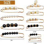 Safety Pins Assorted, Bulk Large Safety Pins with Pearls for Clothes(Pearl Brooch 10 PCS)