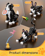 3 in 1 Animal Tuxedo Cat Building Set - Animal Figurines with 3 Building Options into Cat, Dog, or Rabbit - Learning Toy, Birthday Gift for Kids, Girls & Boys Ages 6+