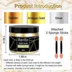 Renfio Metallic Pigment Powder,Silver Mica Powder for Resin,50ml Silver Resin Color Pigment for Kintsugi,Polymer Clay,Crafts,Slime,Candle,Nail,Paint,Fabric,Festival,Decoration