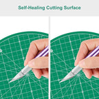 Headley Tools 10"x10" Round Rotating Cutting Mat, Self Healing Mat with 360-Degree Rotation & Anti-Slip Base, Sewing Board Cutting Mat Perfect for Fabric Quilting Leather Hobby Project, Green