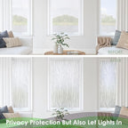 DKTIE Nordic Leaves Window Privacy Film Decorative Stained Glass Sun Blocking Heat Control with Free Installation Tools, Privacy Window Film Day and Night (White, 17.7'' x 118.1'')