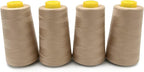 Tortoise 4 Cones of 3000 Yards Each Spool Thread for All Purpose, Serger, Overlock, Quilting, Sewing Machine - 100% Polyester, 40S/2 Dark Cream