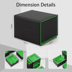 Dice Tower & Tray Storage Box, 3 in 1 Dice Holder Case (Rolling Tower Dice Storage Drawers, Rolling Tray), Leather Magnetic Closure DND Accessories Gifts for RPG MTG, Black/Green