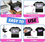 Lovein-Pinkie Heat Transfer Paper for Laser & Inkjet Printer (10 Sheets 8.5x11", Dark Plus) Printable Iron on Transfer Paper for Dark Fabric, Printable Heat Transfer Vinyl for T Shirts