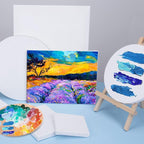 14 Packs Stretched Canvases for Painting, Multi Pack 11x14, 9.44x12, 8x10, 5x7, 4x4, Round Canvas with 8x8,10x10(2 of Each), Blank Primed Canvas, for Oil Paint, Acrylic Paint, for Beginners, Artists.
