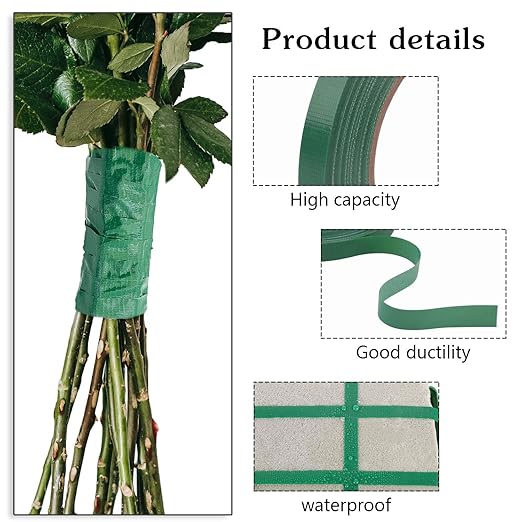 Prudiut 2 Roll Green Floral Tape Waterproof Florist Tape, 0.4" Wide Flower Wrap Tape Floral Tape for Fresh Flower Bouquet Wrap Flower Arrangements Crafts (100Ft/33Yd)