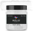 Rolio Premium Mica Powder - Noble White (50G / 1.76oz) - 1 Jar of White Pigment Powder for Epoxy Resin, Dye, Soap Making, Nail Polish, Paint, Candle Making, Bath Bombs, Slime