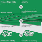 Trotec TroLase | 12"x24"x1/16", 4 Pcs | Bright Green/White | 2 Ply | Modified Acrylic | Laser Engraving Double Color Plastic Sheet | Engraving Blanks for Laser, Saw, Guillotine | Made in USA