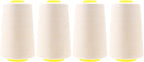 Mandala Crafts 4 Pack of Serger Threads Cones Spools - 40S/2 24000 Yards Polyester Ivory Threads for Sergers Machine and Overlock Quilting Sewing Machine