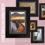 HOTUO 10 Pack Acid Free Black Picture Frame Mats, Pre-Cut 8x10 Picture Mats with Ivory Core Bevel Cut for 5x7 Photo, Signature Friendly 4 Ply Thickness Photo Mat for Frames (Black with V-Groove)
