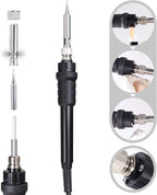 YIHUA 926 III 60W LED Display Soldering Iron Station Kit w 2 Helping Hands, 6 Extra Iron Tips, Roll of Lead-Free Solder, Solder Sucker, S/S Tweezers, °C/ºF Conversion, Auto Sleep & Calibration Support