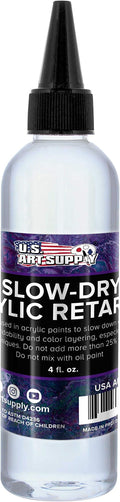 U.S. Art Supply Acrylic Retarder Liquid - 4-Ounce - For Slowing Dry Times of Acrylic Paint for Pouring - Gives you more working time with your Pour