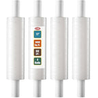 Stretch Wrap with Handle Industrial Strength 4 Pack 11" x 1000 Ft 60 Gauge Thick (15 Micron) Shrink Wrap Roll for Moving Supplies, Furniture, Pallets, Plastic Wrap for Packing, Heavy Duty Stretch Film