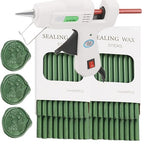 Wax Seal Sticks, ONWINPOR 40Pcs Pine Greenn Wax Sealing Sticks with 0.28'' Glue Gun, Glue Gun Wax Seal Sticks Set Great for Wax Seal Stamp, Wedding Invitations, Envelopes (40, Pine Green)