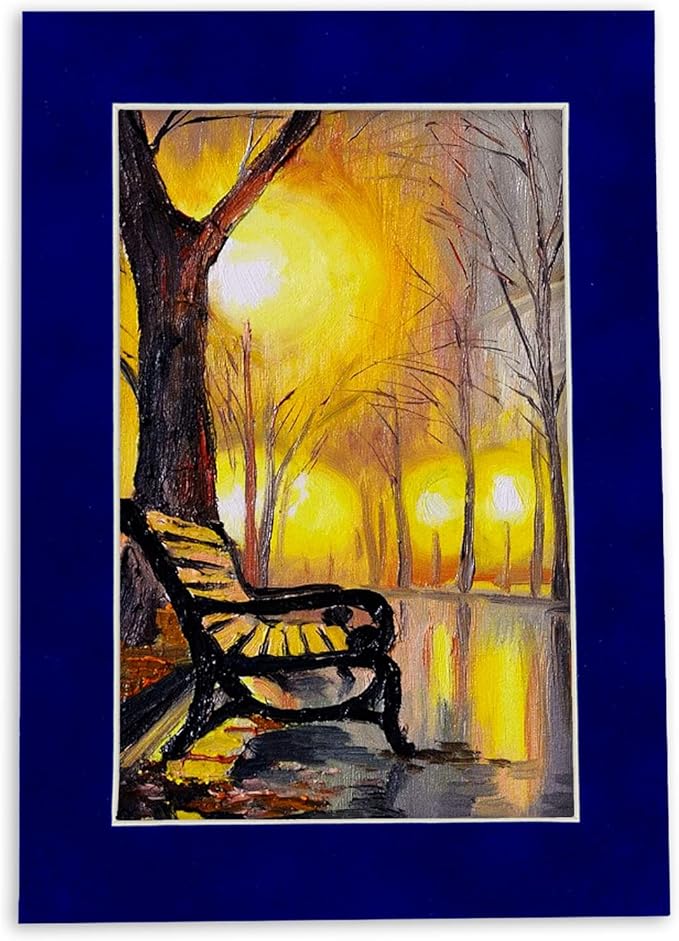 Pack of TEN 8x10 Mats Bevel Cut for 5x8 Photos - Acid Free Royal Blue Suede Precut Matboards For Pictures, Photos, Framing - 4-ply Thickness