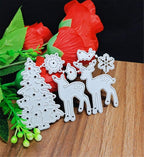 Metal Cutting Dies DIY Merry Christams Embossing Stencil Template Scrapbooking Card Making Mold Photo Album Arts Crafts Tools (2 Christmas deer-10.6x6.9cm)