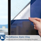 rabbitgoo Window Privacy Film One Way Window Tint for Home, Removable Reflective Heat Sun Blocking Anti UV Glass Door Covering, Mirror Tinting Film House Office, 23.6 in X 9.8 Feet, Blue Silver