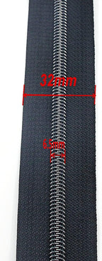 Leekayer #5 Black Nickel Metallic Nylon Coil Teeth Zippers by The Yard Bulk 10 Yards Zipper Tape with 25pcs Black Nickel Sliders for DIY Sewing Tailor Craft Bag(Black)