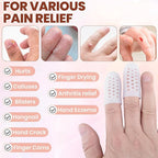 PAGOW 10pcs Gel Finger Cots/Covers, Silicone Finger Protector Support, Finger Caps Finger Sleeves Thumb Protector for Finger Cracking Trigger Finger Arthritis Pain Relief (White, 8 Small+2 Medium)